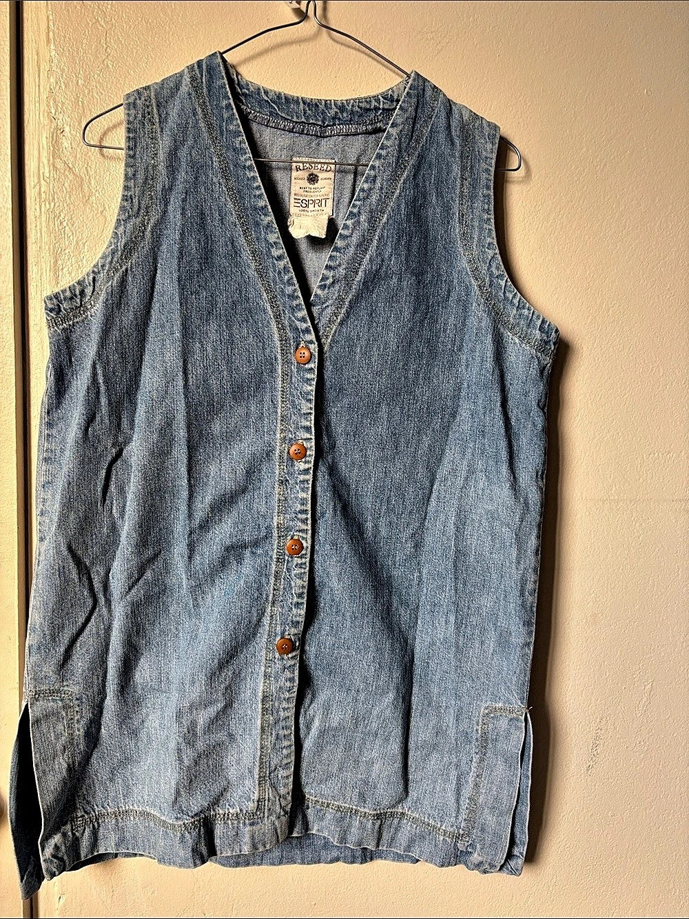 Esprit Denim Vest Blue Size Large Vintage